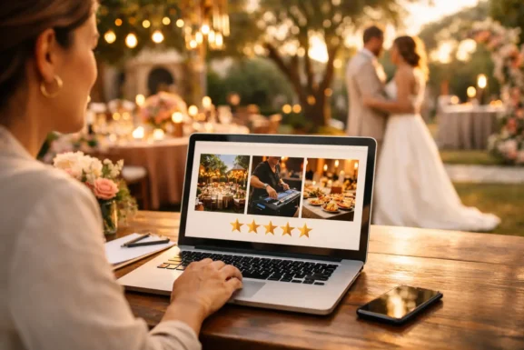 Reseñas de proveedores de eventos antes de contratar