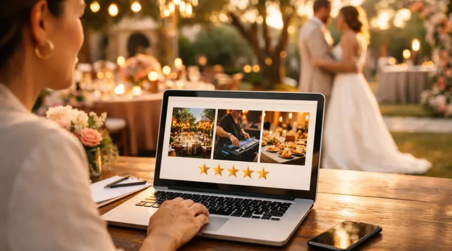 Reseñas de proveedores de eventos antes de contratar